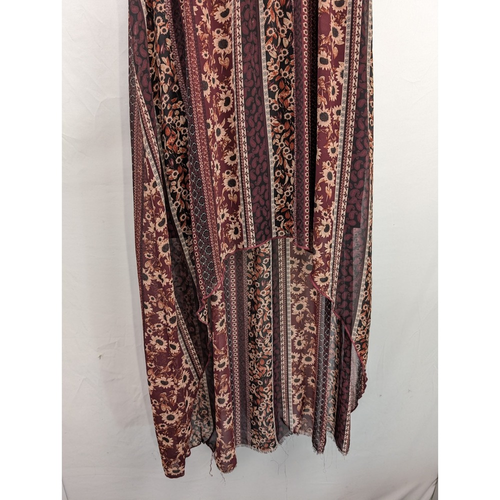 Boho Floral Fairy Lace Paisley High Low Maxi Dress Size XL Coastal Beach Resort - Picture 4 of 10